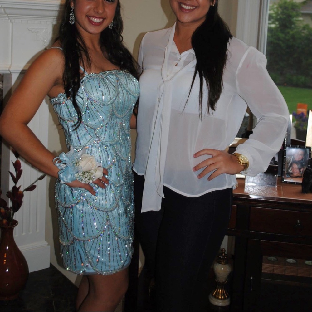 Short prom dress by Dave and johnny, light blue - Picture 1 of 7